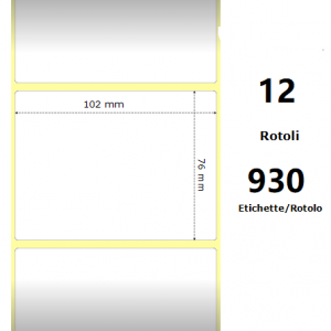 COMPATIBLE Zebra Label White 102x76mm, 930 Et/Rotolo Z-2000D 4x3x1 Core, 12 Rolls (White)
