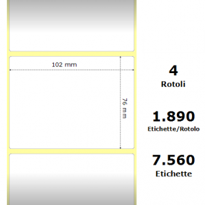 COMPATIBLE Zebra Label White 102x76mm,1890 Et/Rotolo Z-2000D, 4x3x3 Core, 4 Rolls (White)
