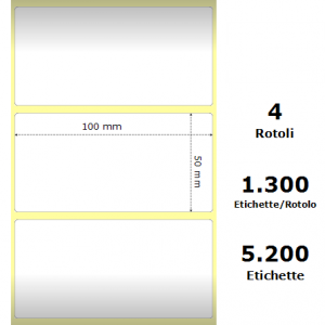 COMPATIBLE Zebra Label White 100x50mm,1300 Et/Rotolo Z-2000D,3.9x2x1 Core, 4 Rolls (White)