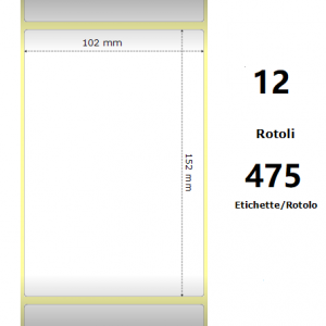 COMPATIBLE Zebra Label White 102x152mm, 475 Et/Rotolo Z-1000D,4x6x1 Core ,12 Rolls (White)