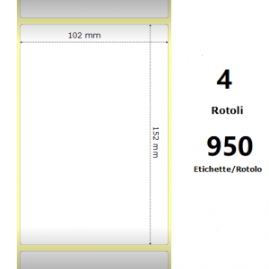 COMPATIBLE Zebra Label White 102x152mm,950 Et/Rotolo Z-2000D, 4x6x3 Core (White)