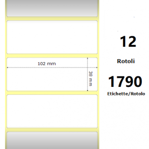COMPATIBLE Zebra Label White 102x38mm,1790 Et/Rotolo Z-2000D, 4x1.5x1Core, 12 Rolls (White)