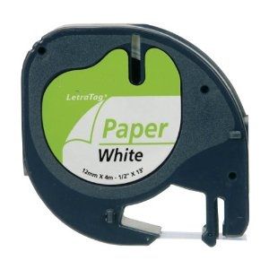 COMPATIBLE DYMO Label 12mmX4m DYMO-Letratag 2000,LT100H,QX50 (S0721520), (Black-White)