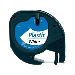 COMPATIBLE DYMO Label 12mmX4m Plastica Dymo 2000,LT100H,QX50 (S0721660), (Black-White)