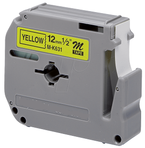 COMPATIBLE Brother Label Laminated 12mmX8m (MK-631BZ), (Black-Yellow)