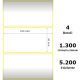 COMPATIBLE Zebra Label White 100x50mm,1300 Et/Rotolo Z-2000D,3.9x2x1 Core, 4 Rolls (White)