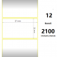 COMPATIBLE Zebra Label White 57x32mm, 2100Et/Rotolo Z-2000D,2.2x1.3x1Core,12 Rolls (White)