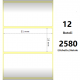 COMPATIBLE Zebra Label White 51x25mm, 2580 Et/Rotolo Z-2000D, 2x1x1 Core, 12 Rolls (White)